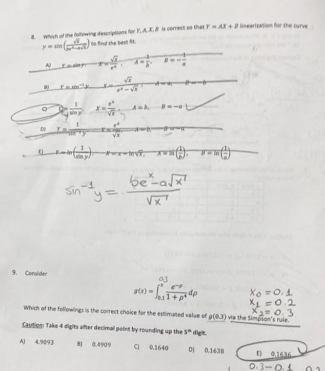 Which of the following descriptions for Y , A , x