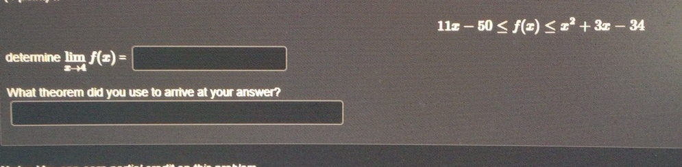 1 1 x - 5 0 f ( x ) x 2 + 3 x - 3 4 determine lim
