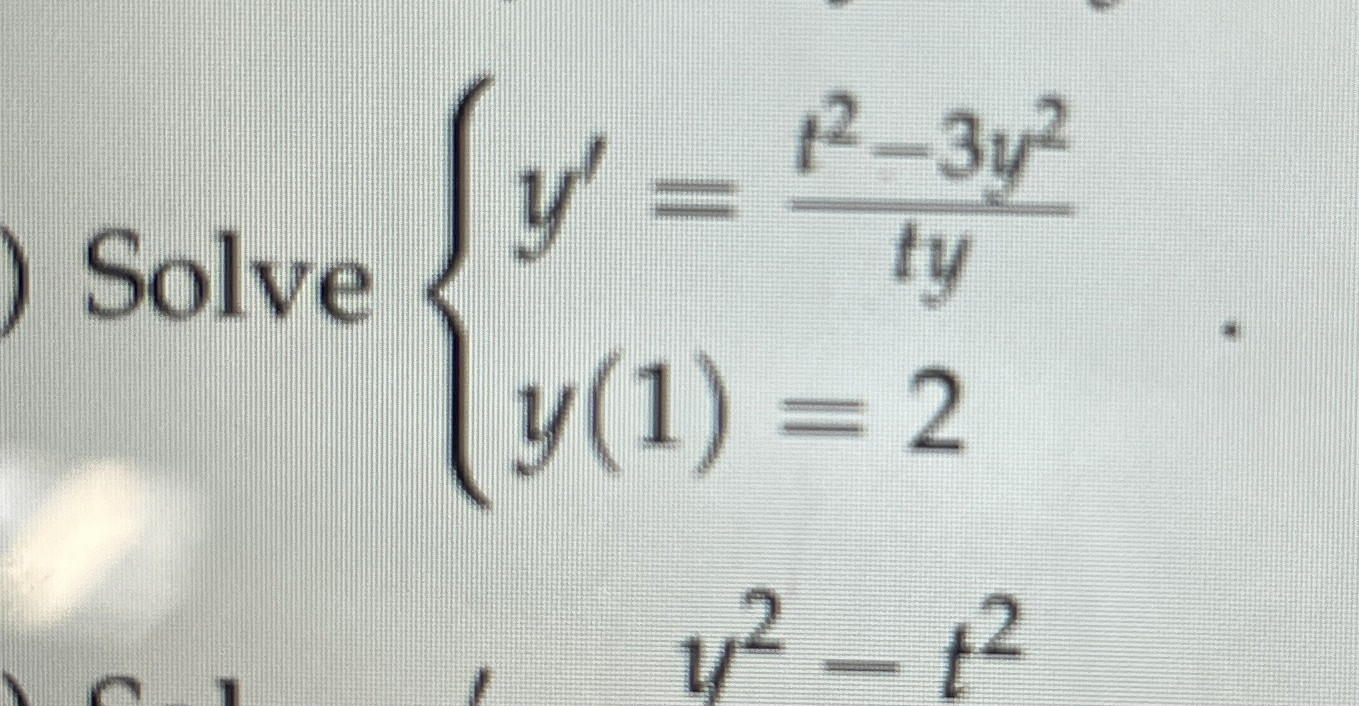Solve y ' = t 2 - 3 y 2 t y y ( 1 ) = 2