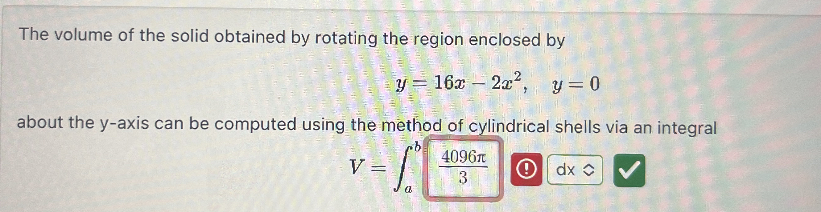 The volume of the solid obtained by rotating the