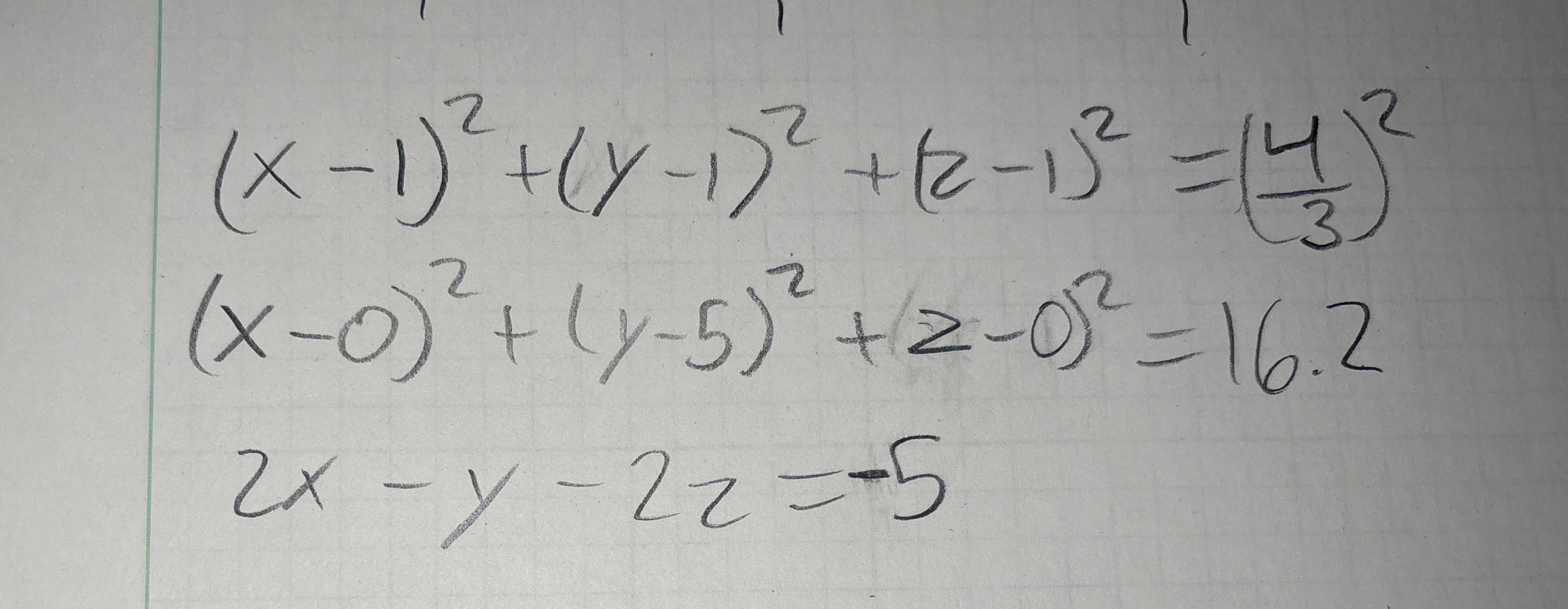 Solve this system of equations ( x - 1 ) 2 + ( y