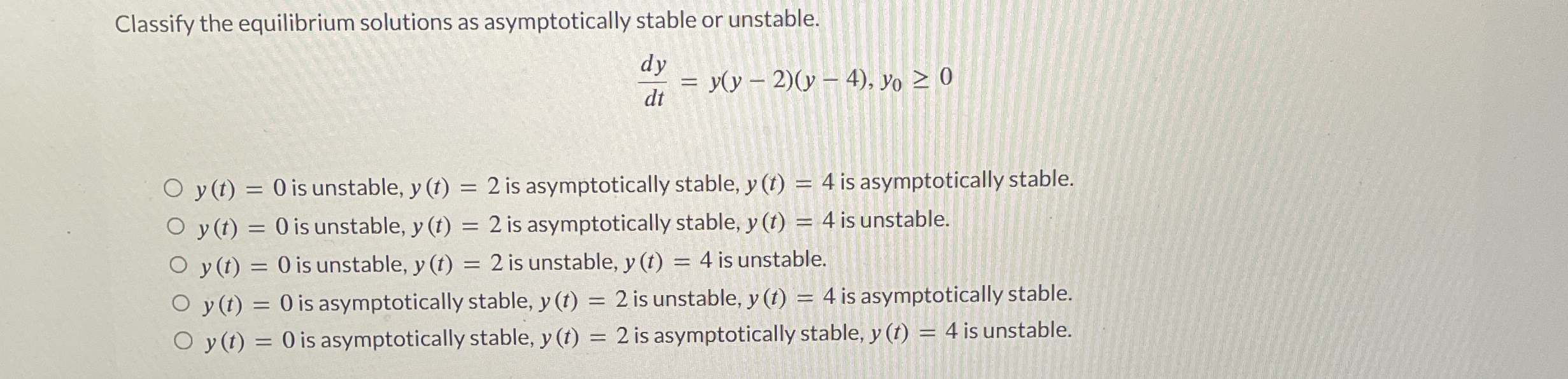 Classify the equilibrium solutions as
