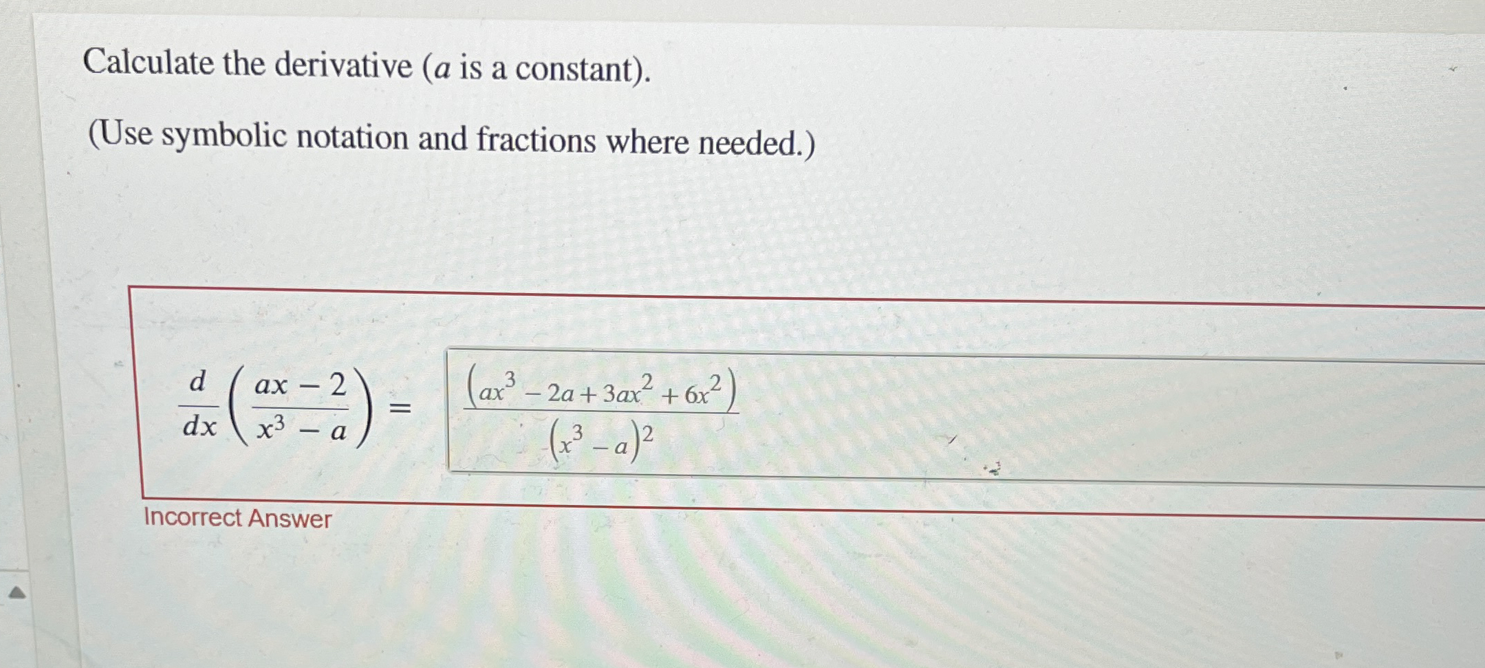 Calculate the derivative ( a is a constant ) . (