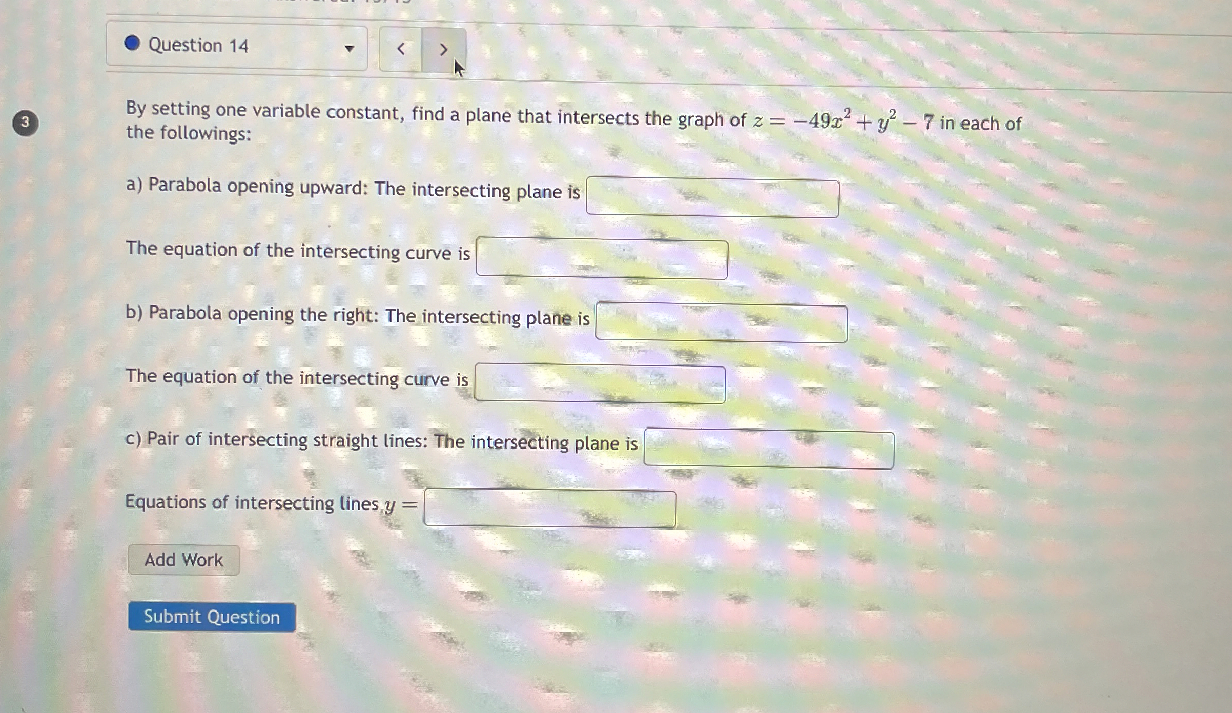 Question 1 4 By setting one variable constant,