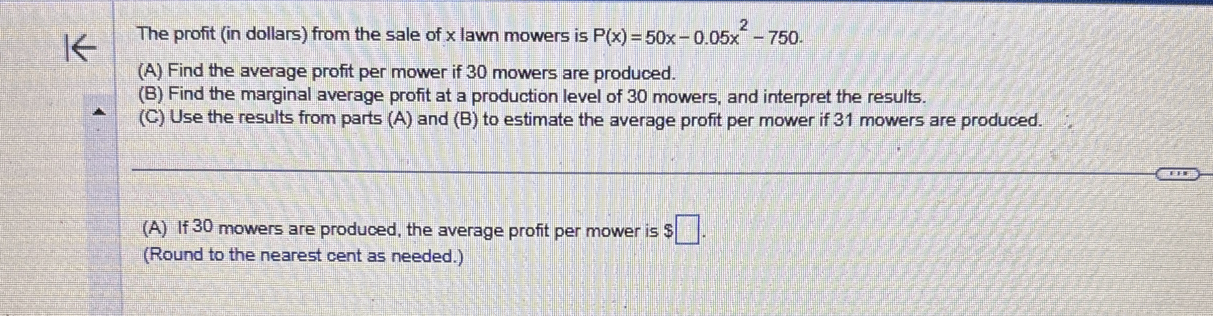 The profit ( in dollars ) from the sale of x lawn
