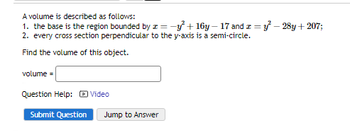 A volume is described as follows: the base is the
