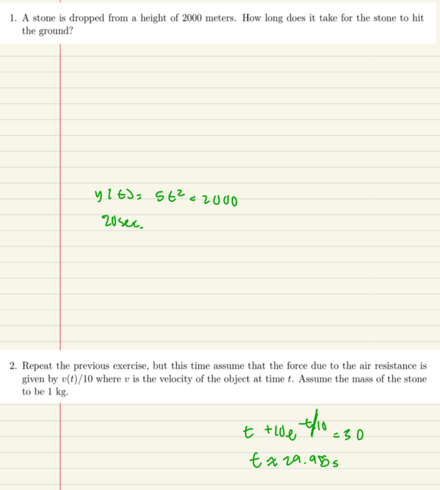 A stone is dropped from a height of 2 0 0 0