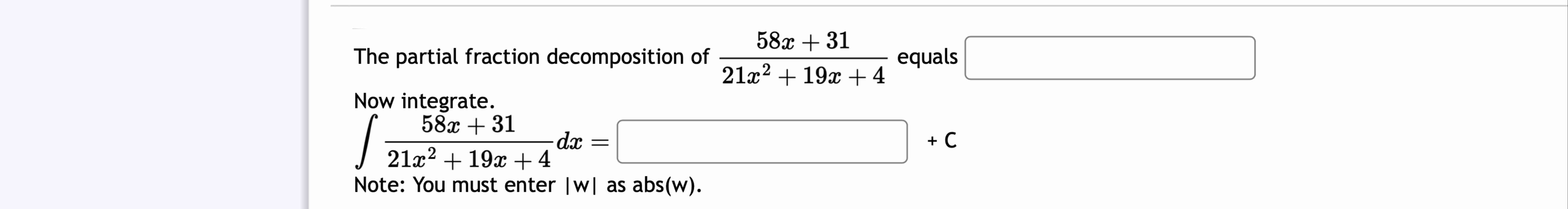 The partial fraction decomposition of ( 5 8 x + 3