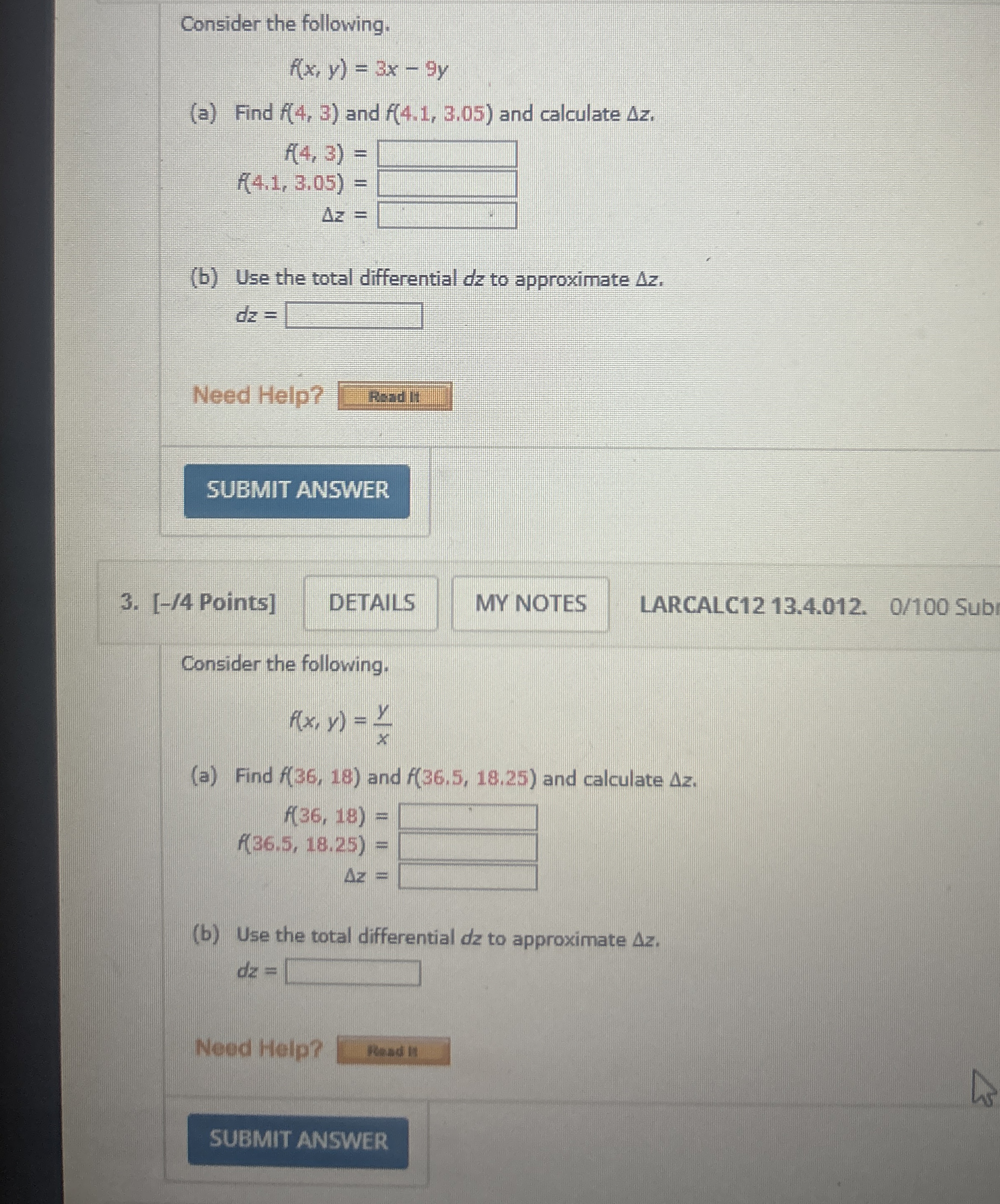 Consider the following. f ( x , y ) = 3 x - 9 y (