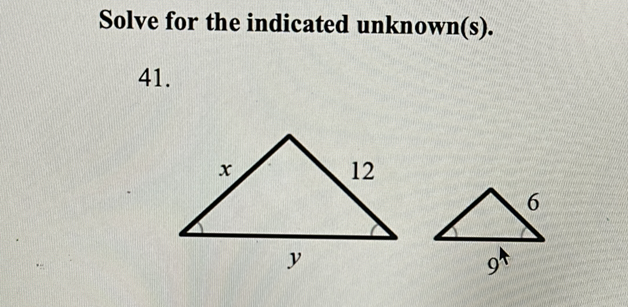 Solve for the indicated unknown ( s ) .