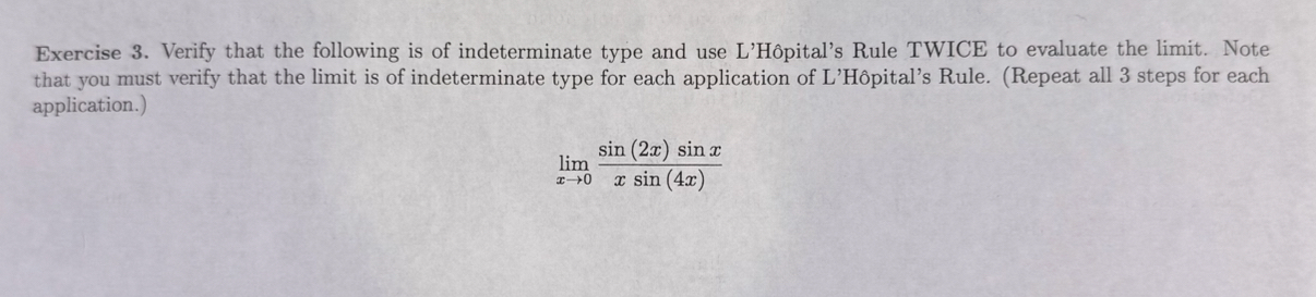Exercise 3 . Verify that the following is of