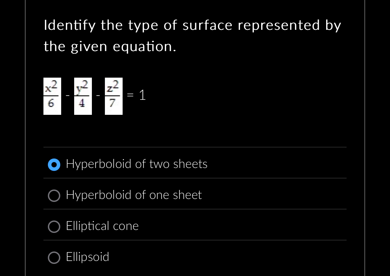 Identify the type of surface represented by the