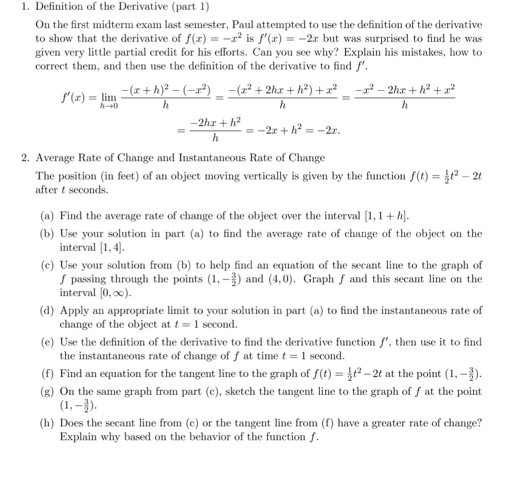 Definition of the Derivative ( part 1 ) On the