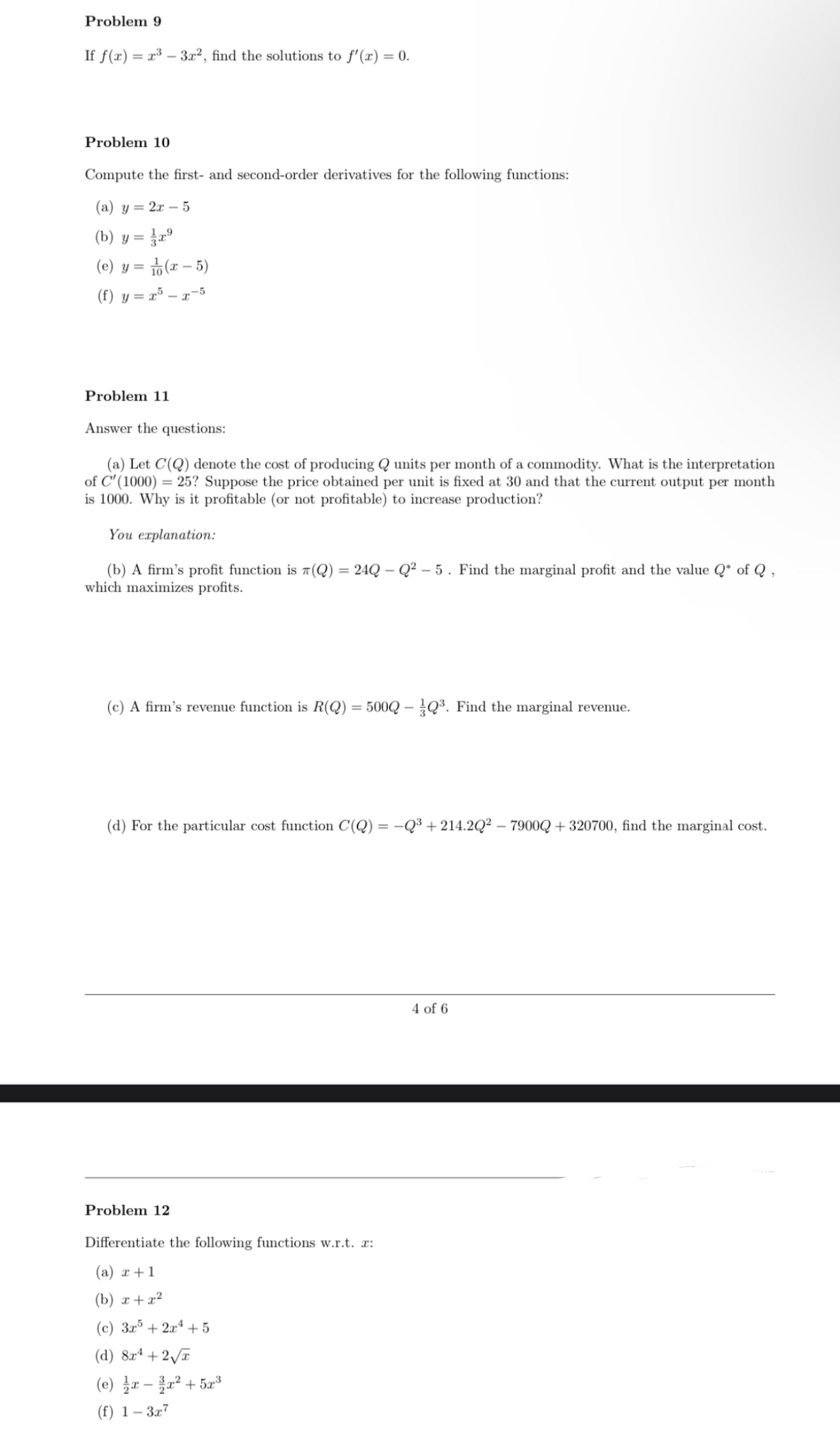 Problem 9 If f ( x ) = x 3 - 3 x 2 , find the