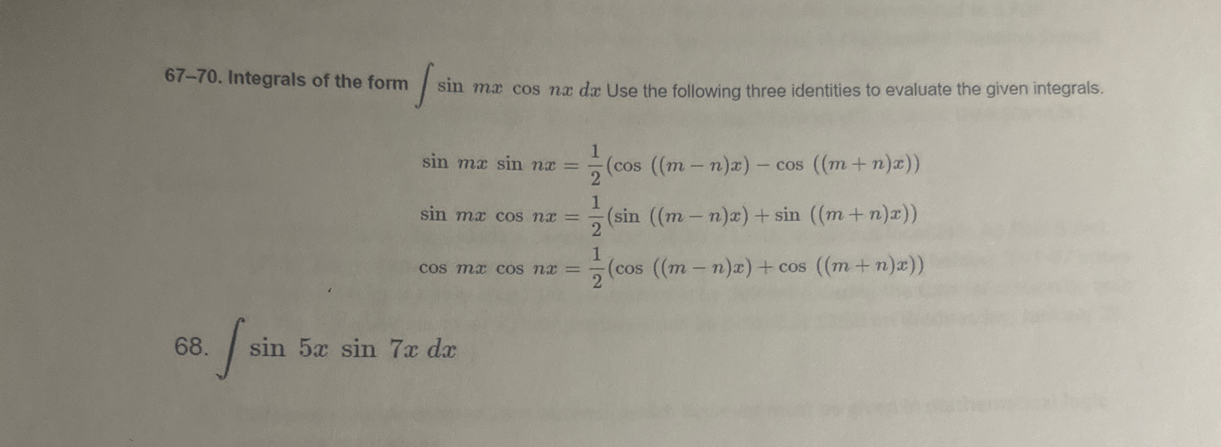 6 7 - 7 0 . Integrals of the form s i n m x c o s