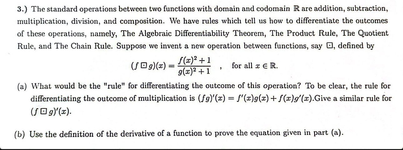 The standard operations between two functions