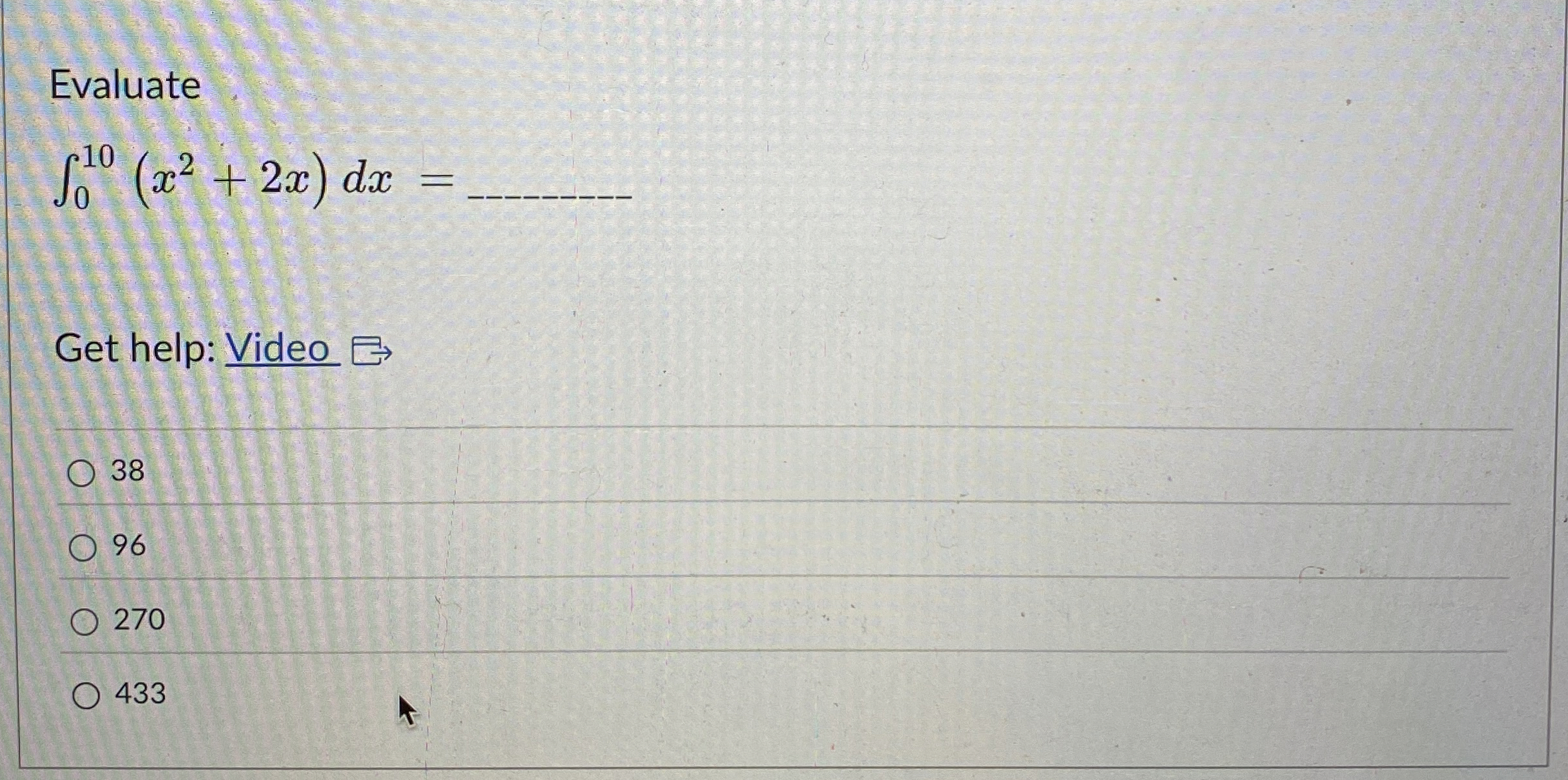 Evaluate 0 1 0 ( x 2 + 2 x ) d x = Get help: