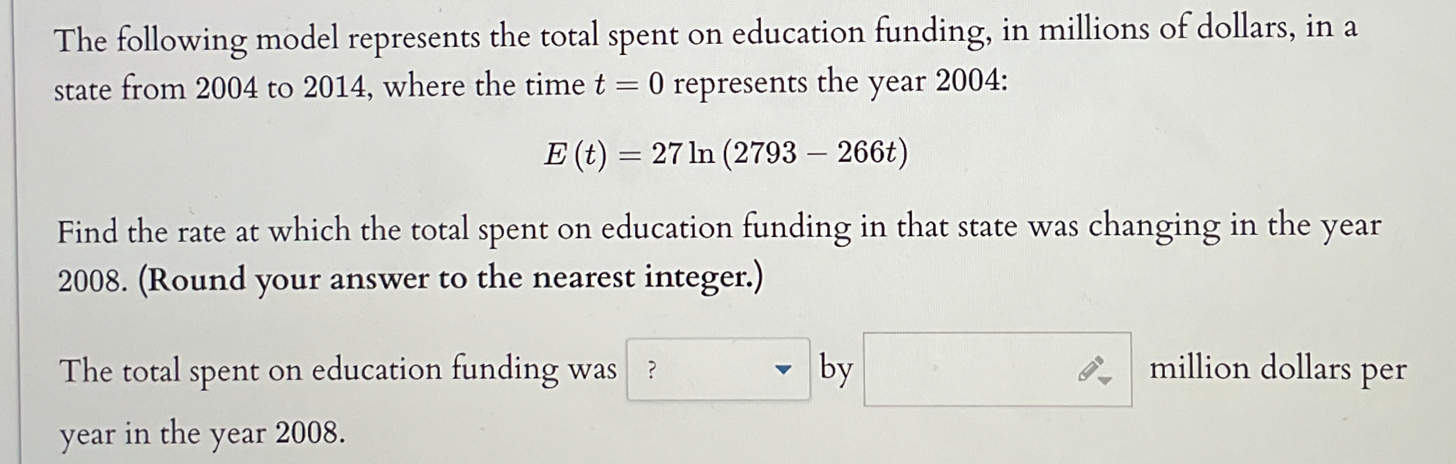 The following model represents the total spent on