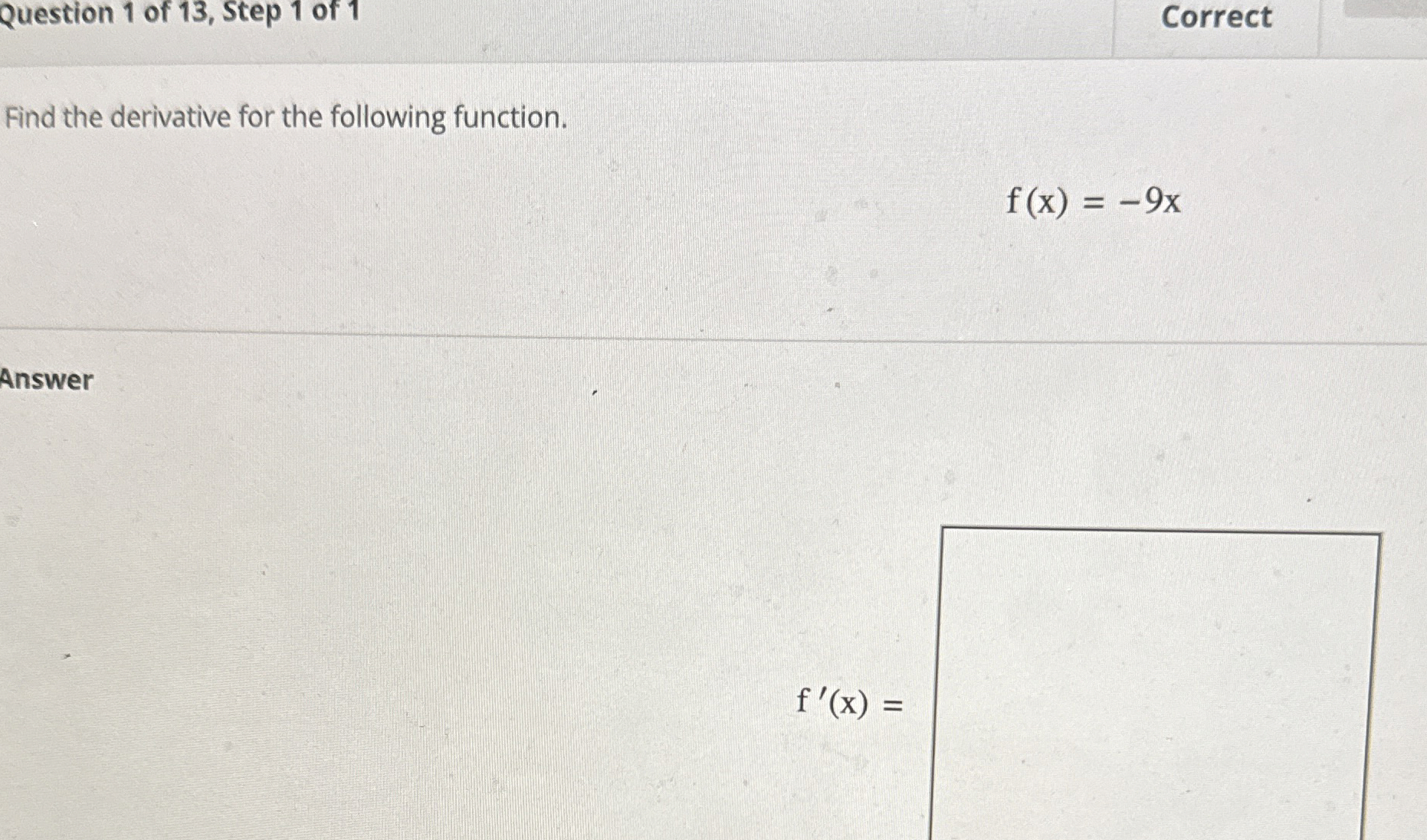 Question 1 of 1 3 , step 1 of 1 Correct Find the