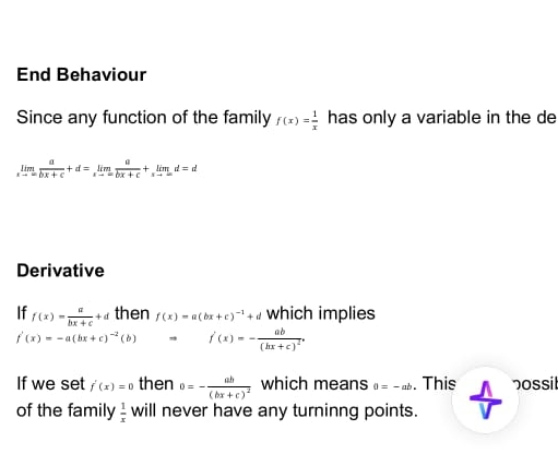 End Behaviour Since any function of the family f