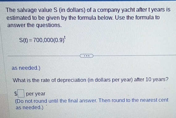 The salvage value S ( in dollars ) of a company