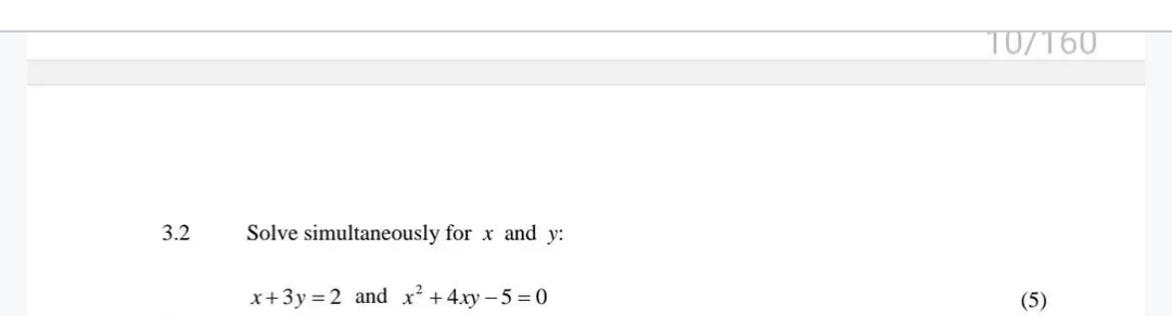 3 . 2 Solve simultaneously for x and y : x + 3 y