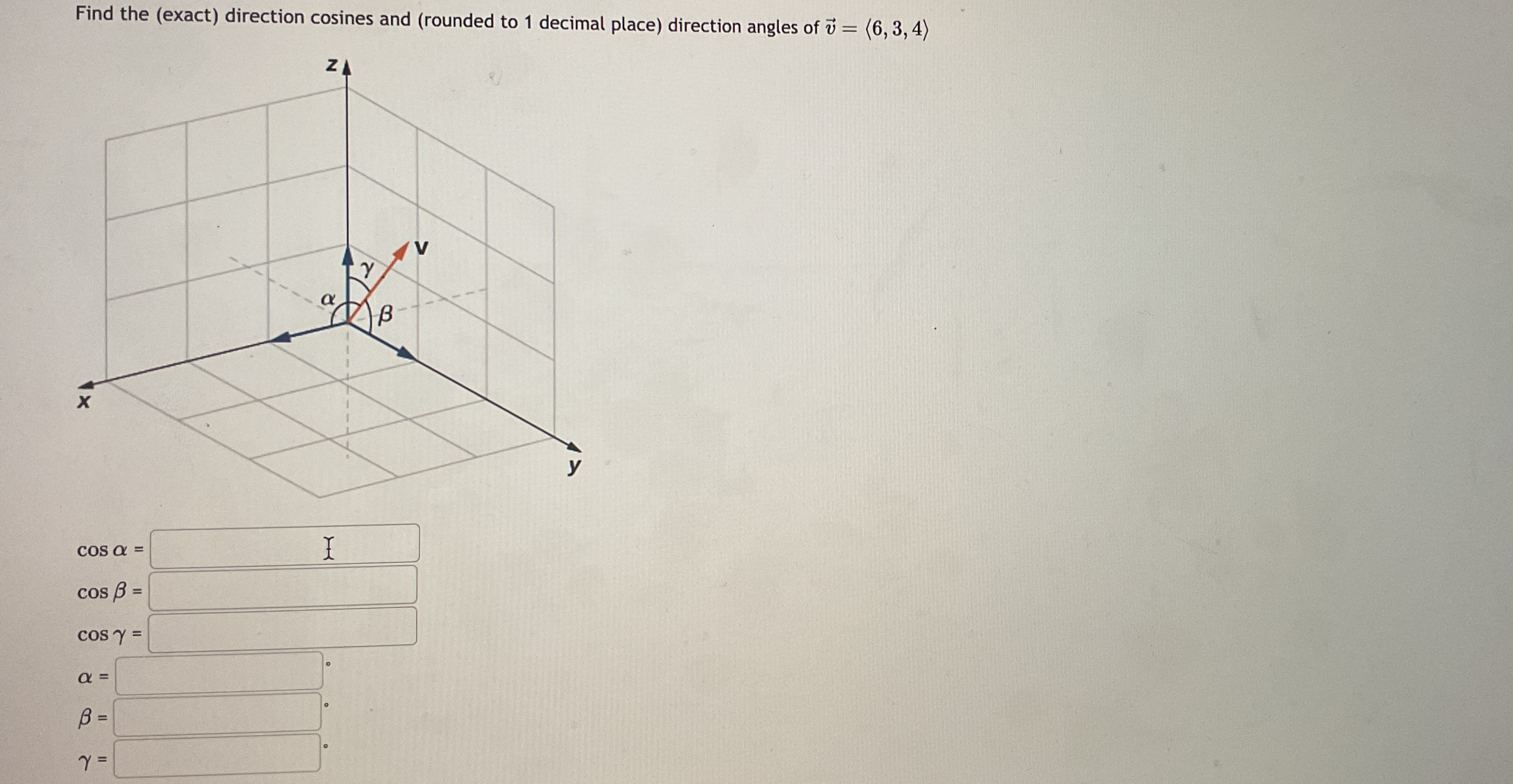 Find the ( exact ) direction cosines and (