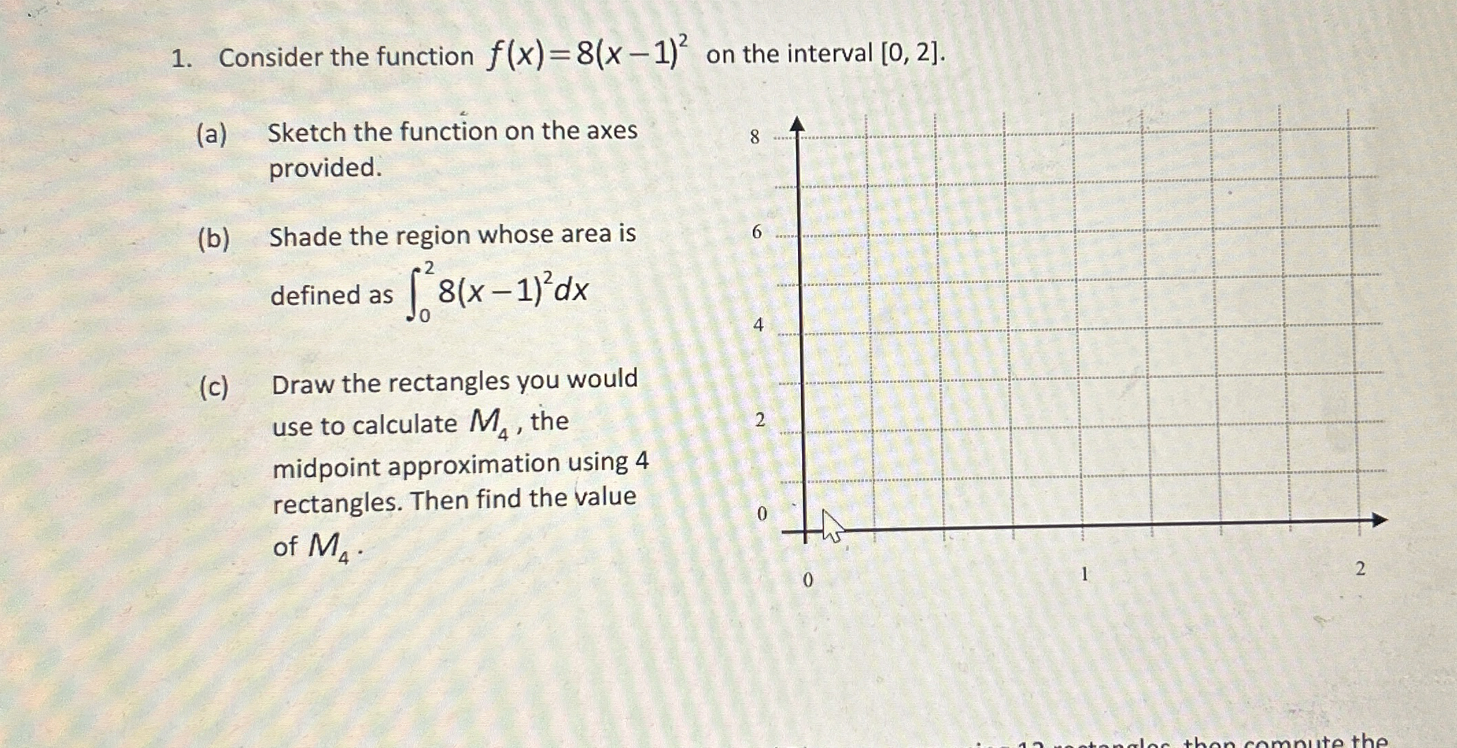 Consider the function f ( x ) = 8 ( x - 1 ) 2 on