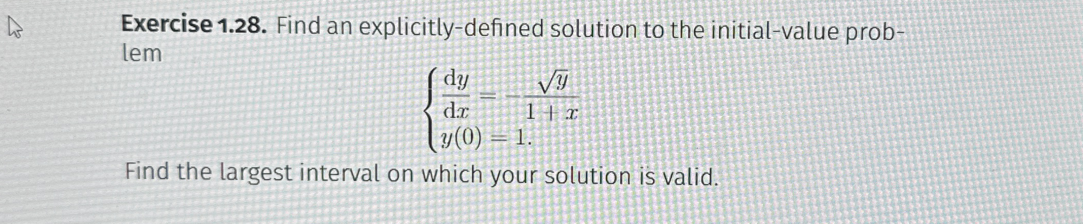 Exercise 1 . 2 8 . Find an explicitly - defined
