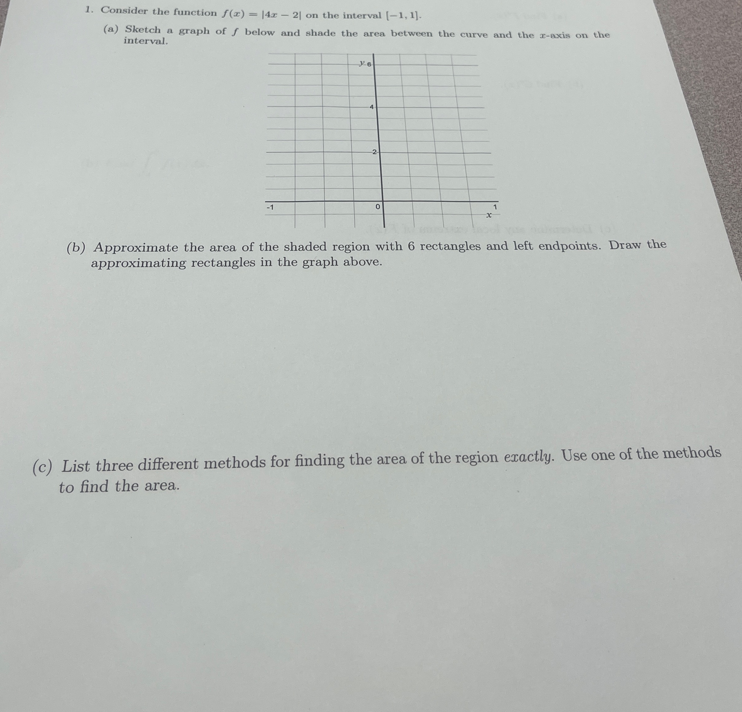Consider the function f ( x ) = | 4 x - 2 | on