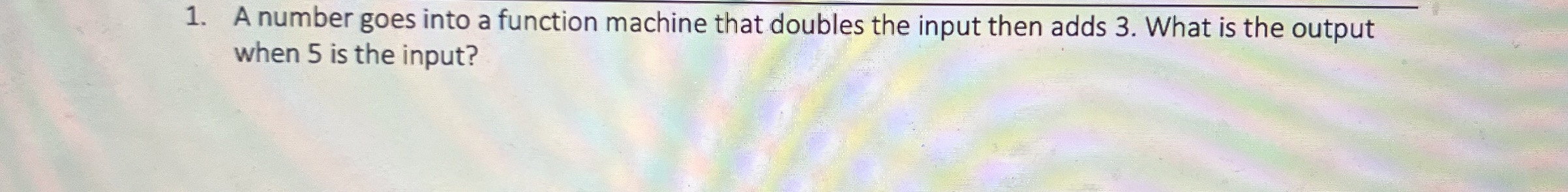 A number goes into a function machine that
