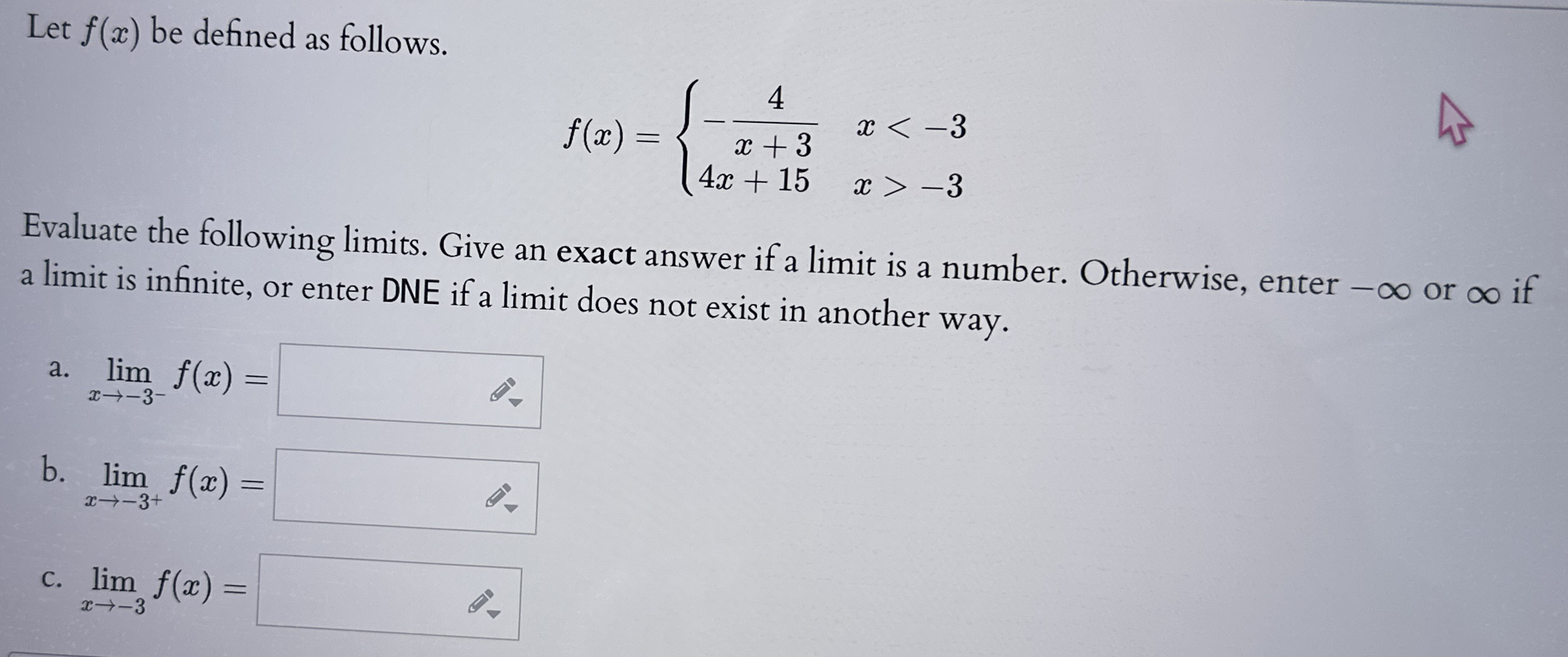 Let f ( x ) be defined as follows. f ( x ) = { -