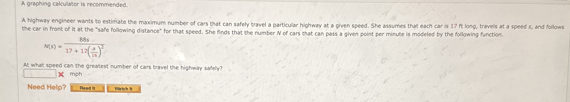 A graphing calculator is recommended. A highway