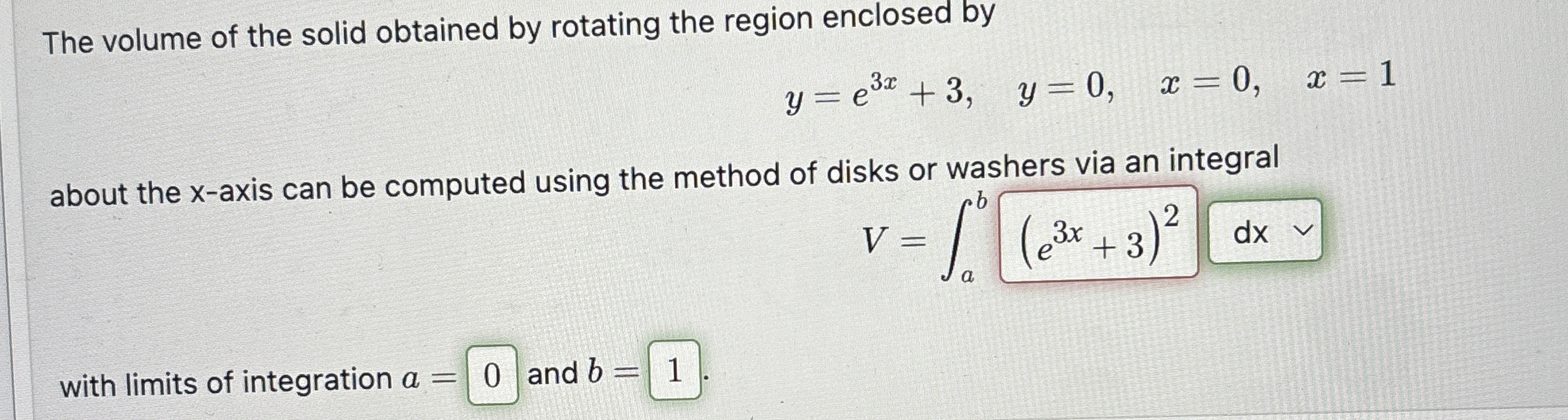 The volume of the solid obtained by rotating the