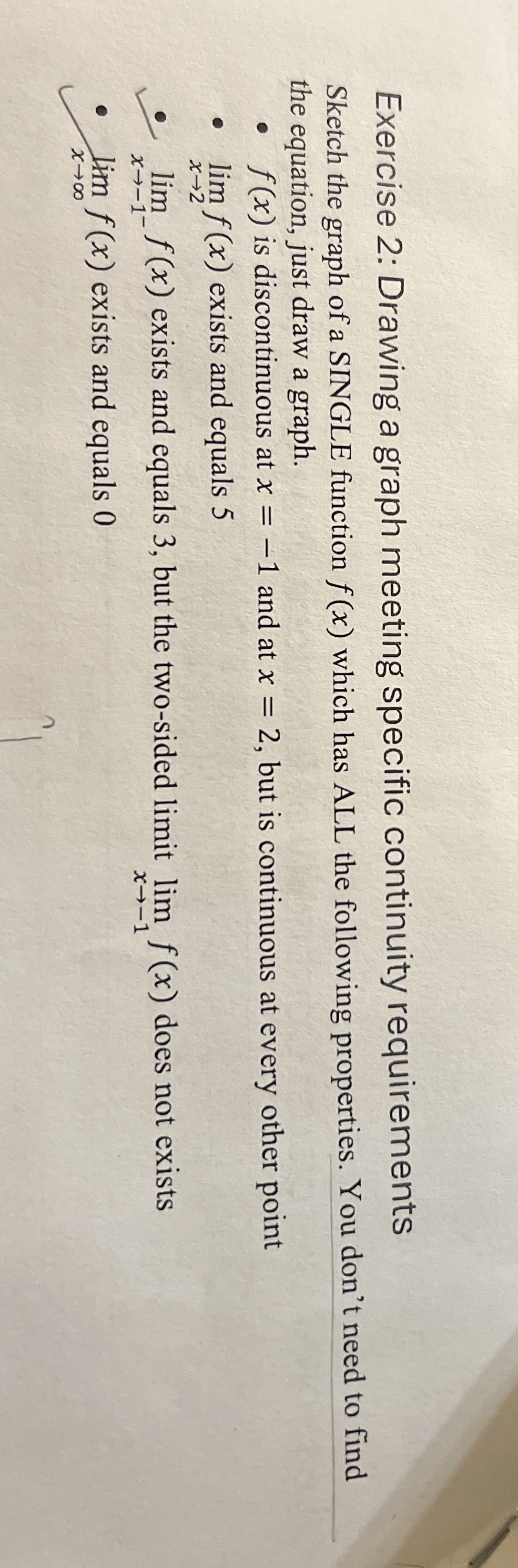 Exercise 2 : Drawing a graph meeting specific