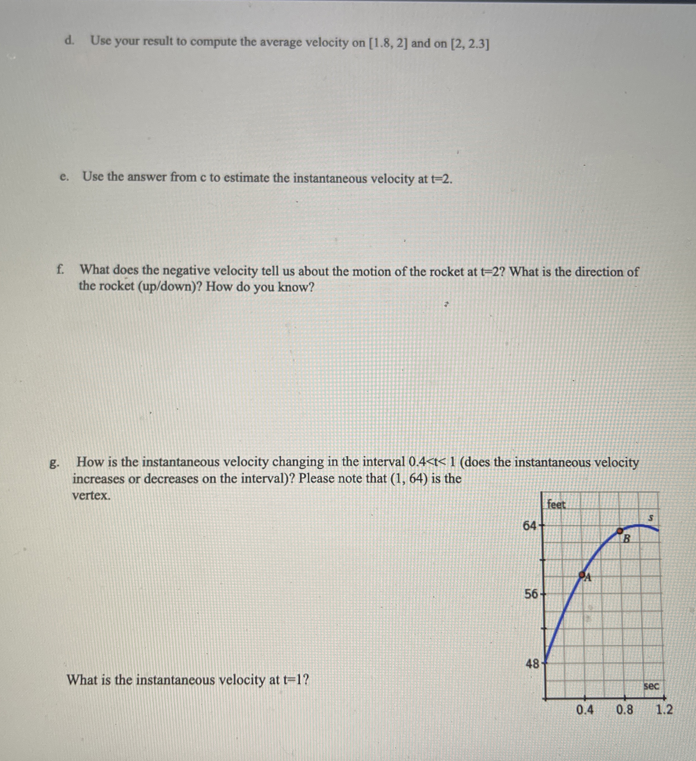 The position of a rocket lunched vertically, t