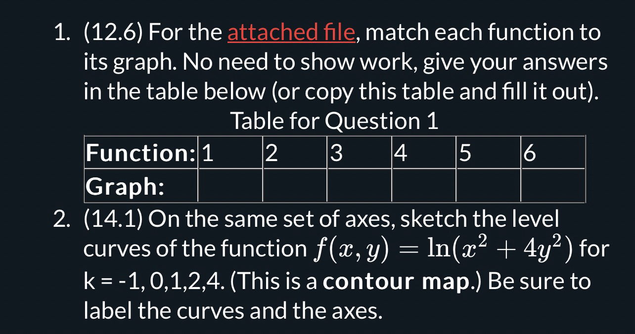 ( 1 2 . 6 ) For the attached file, match each