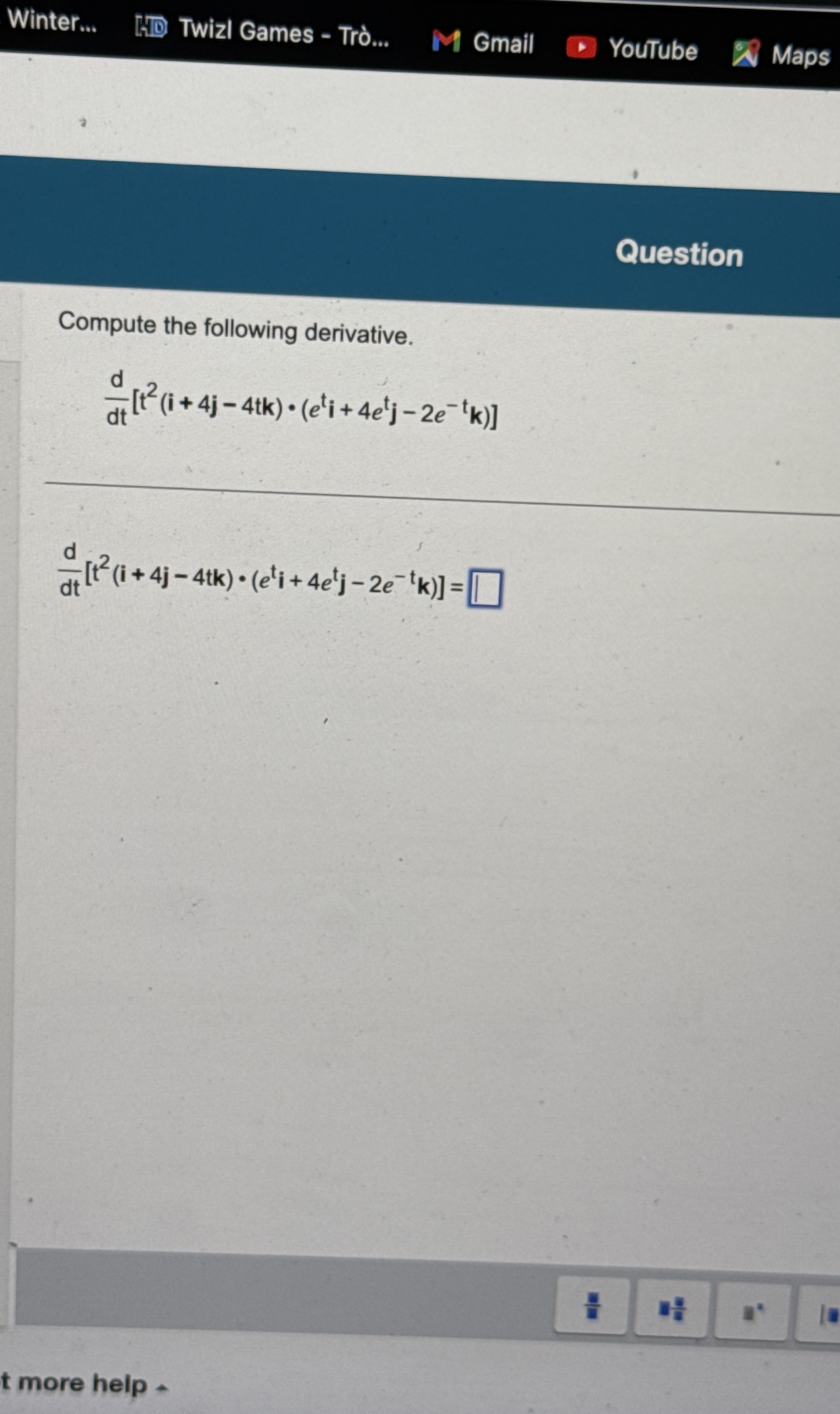 Question Let u ( t ) = ( : 2 , 2 t , t 2 : ) and