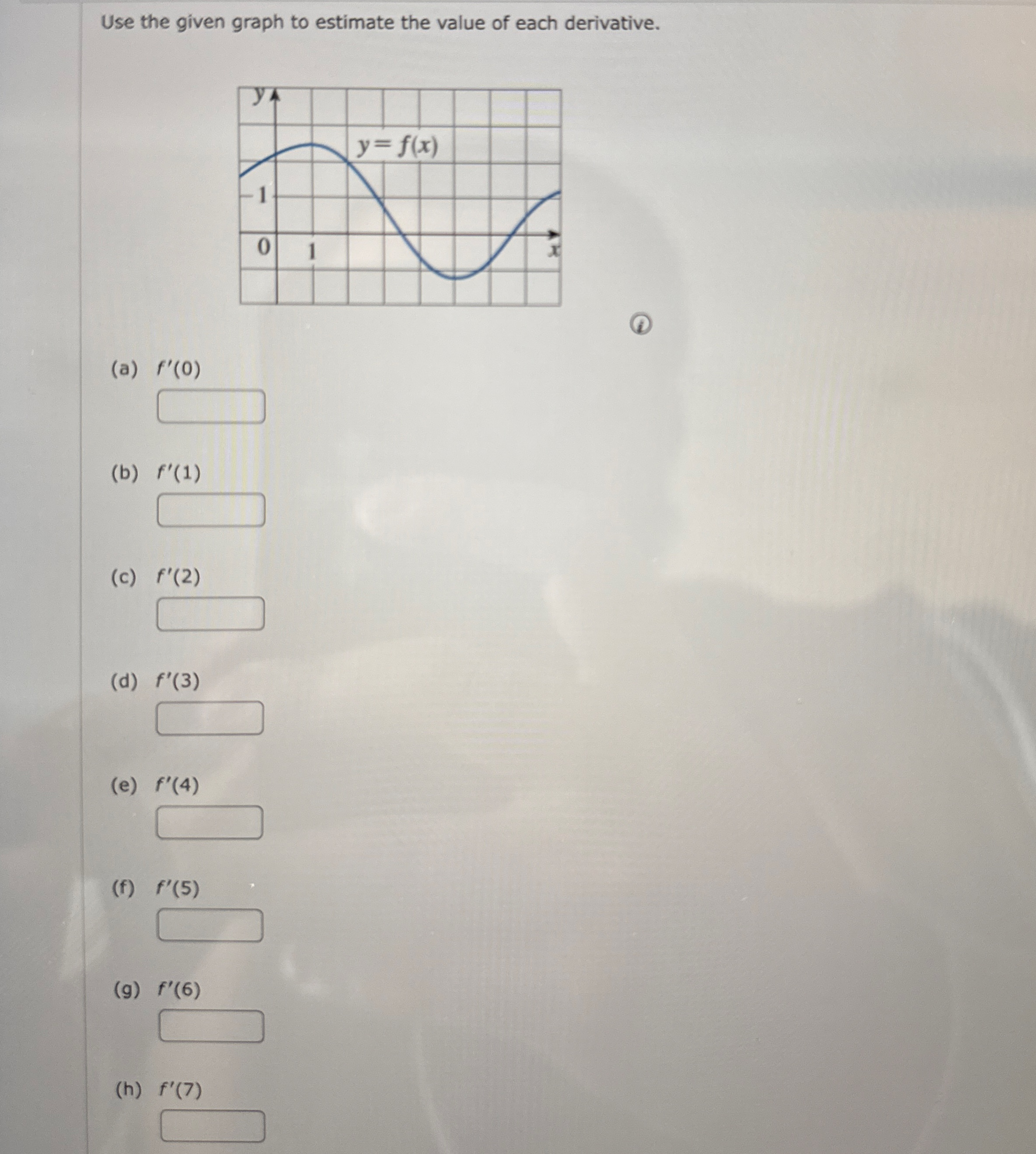 Use the given graph to estimate the value of each