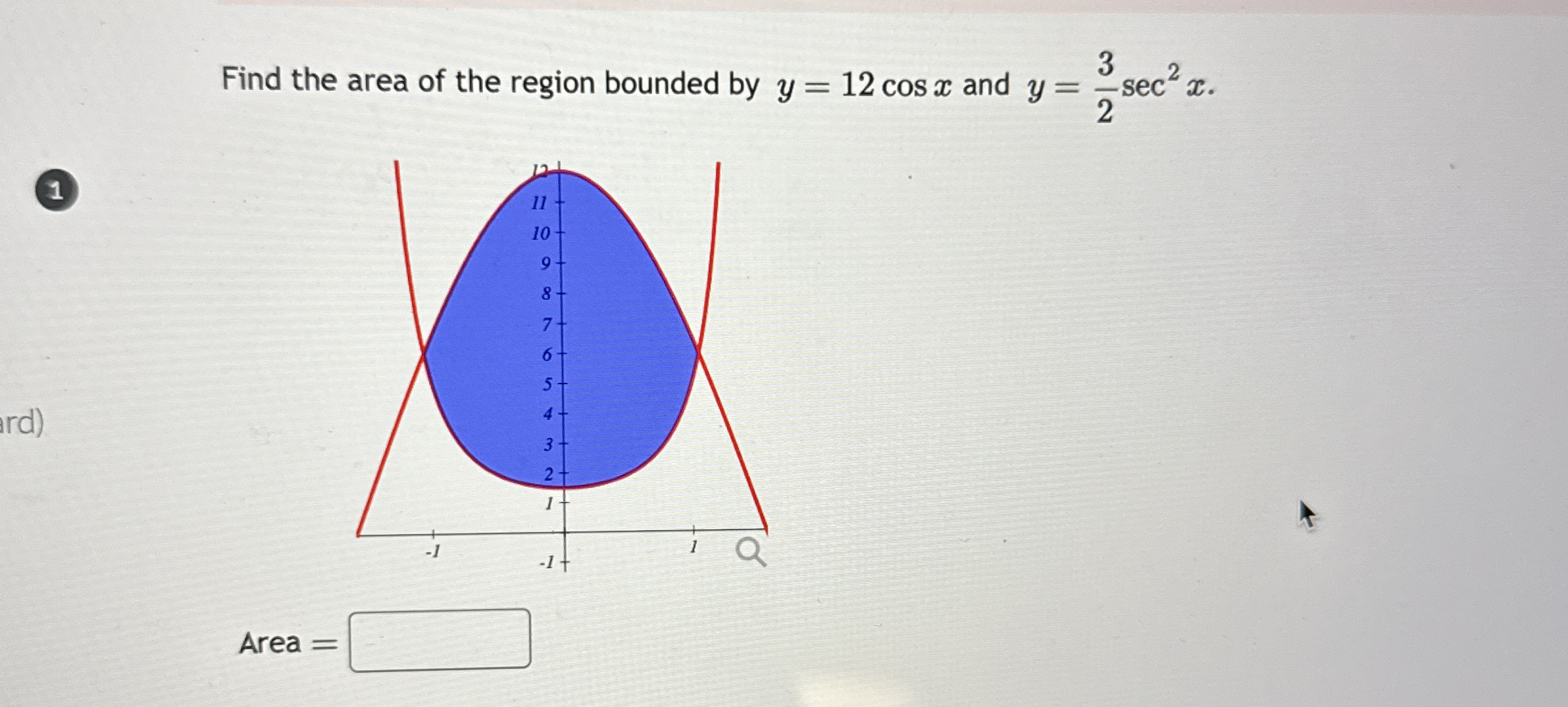 Find the area of the region bounded by y = 1 2 c