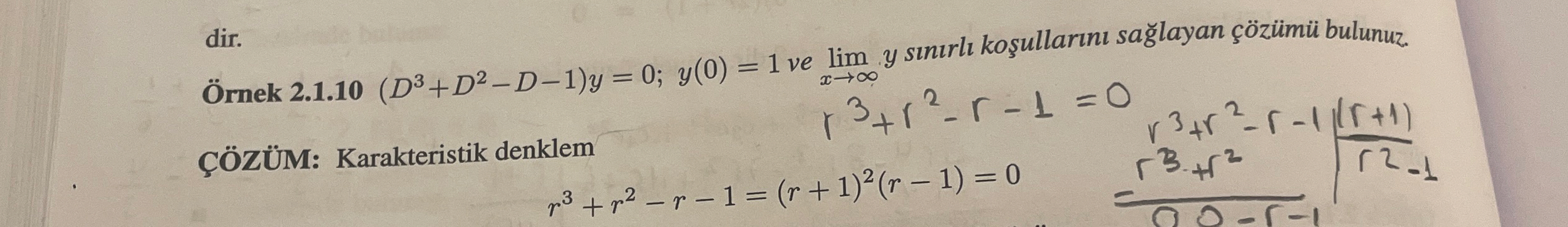 rnek 2 . 1 . 1 0 ( D 3 + D 2 - D - 1 ) y = 0 ; y