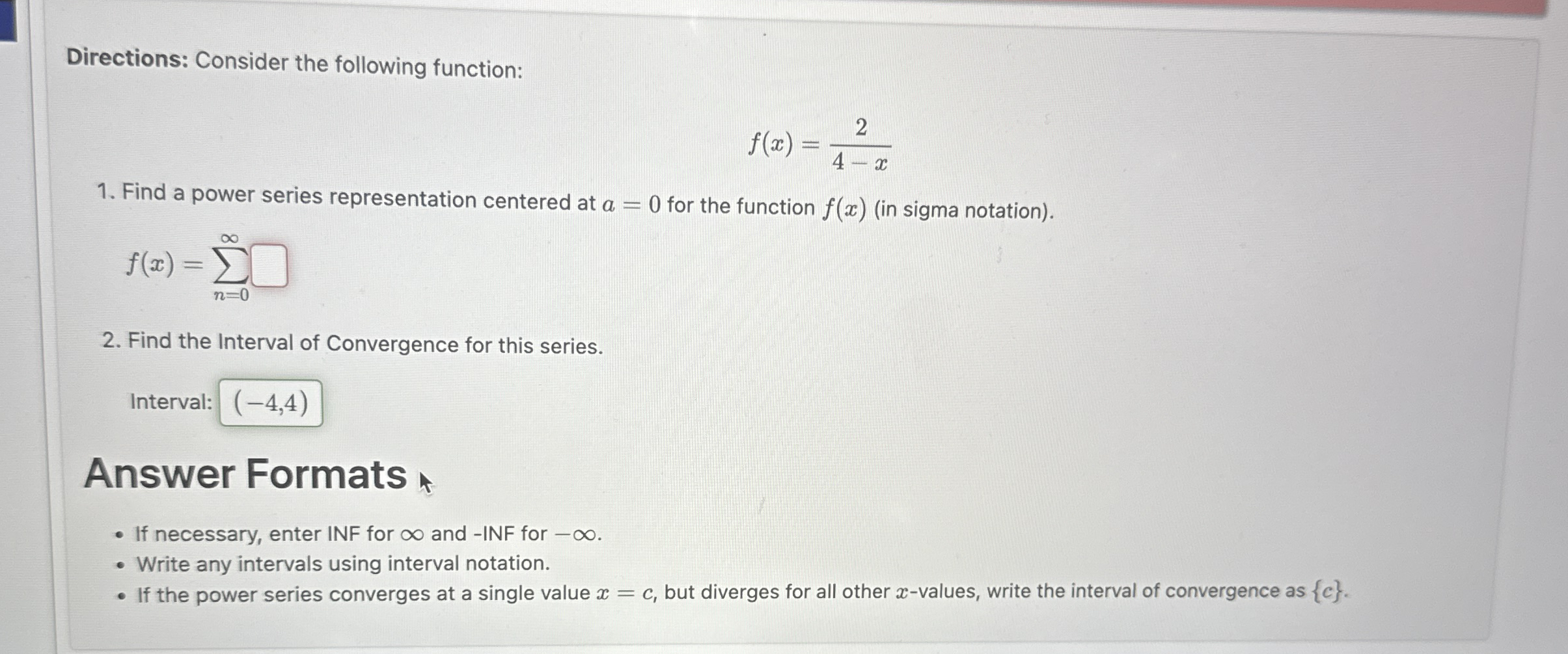 Directions: Consider the following function: f (