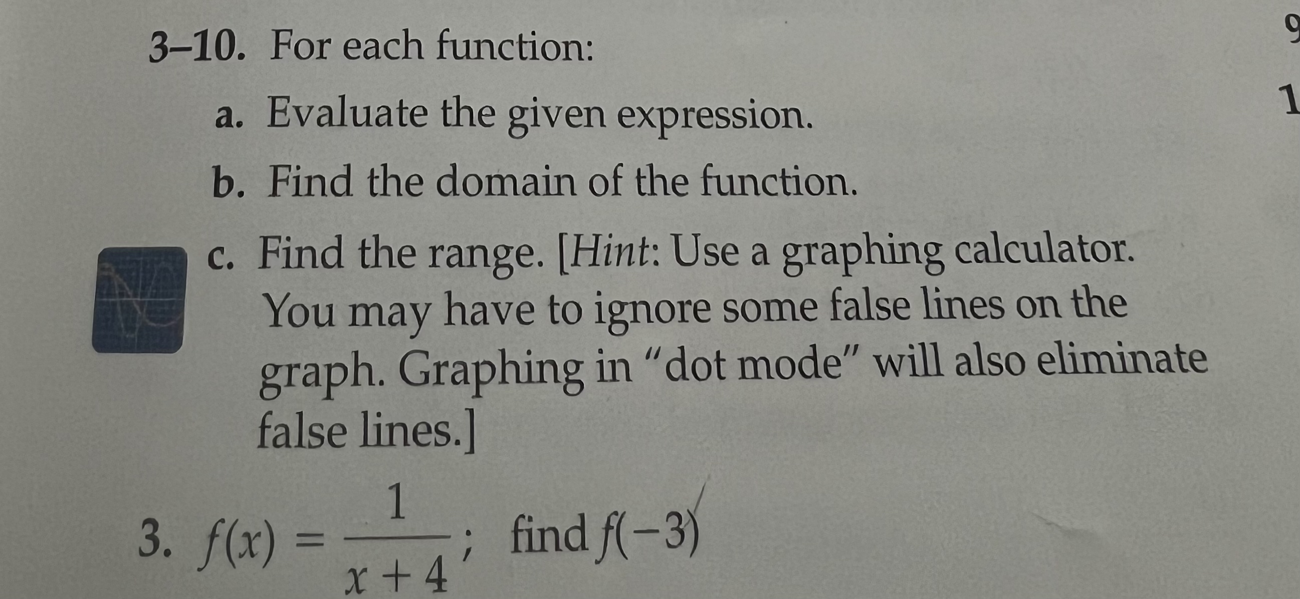 3 - 1 0 . For each function: a . Evaluate the
