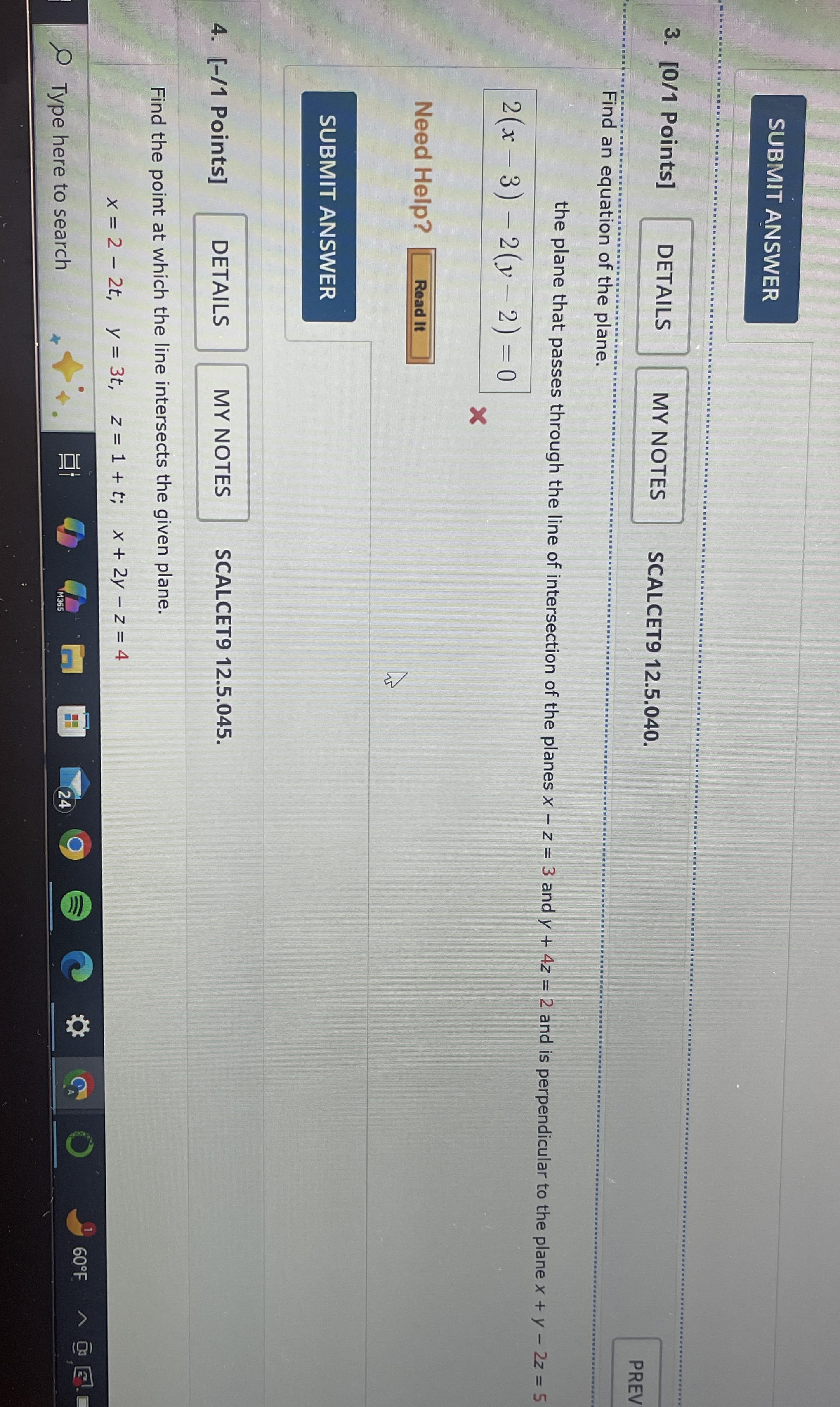 [ 0 / 1 Points ] SCALCET 9 1 2 . 5 . 0 4 0 . Find