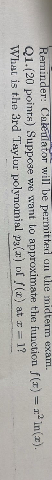 Reminder: Cateulator will be permitted on the