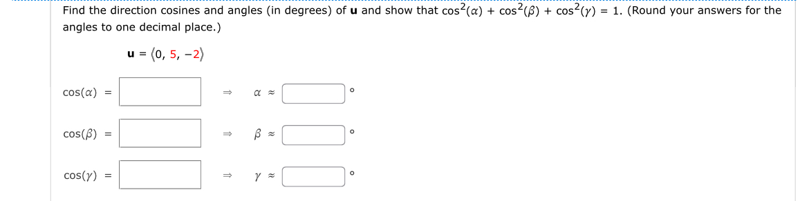 Find the direction cosines and angles ( in