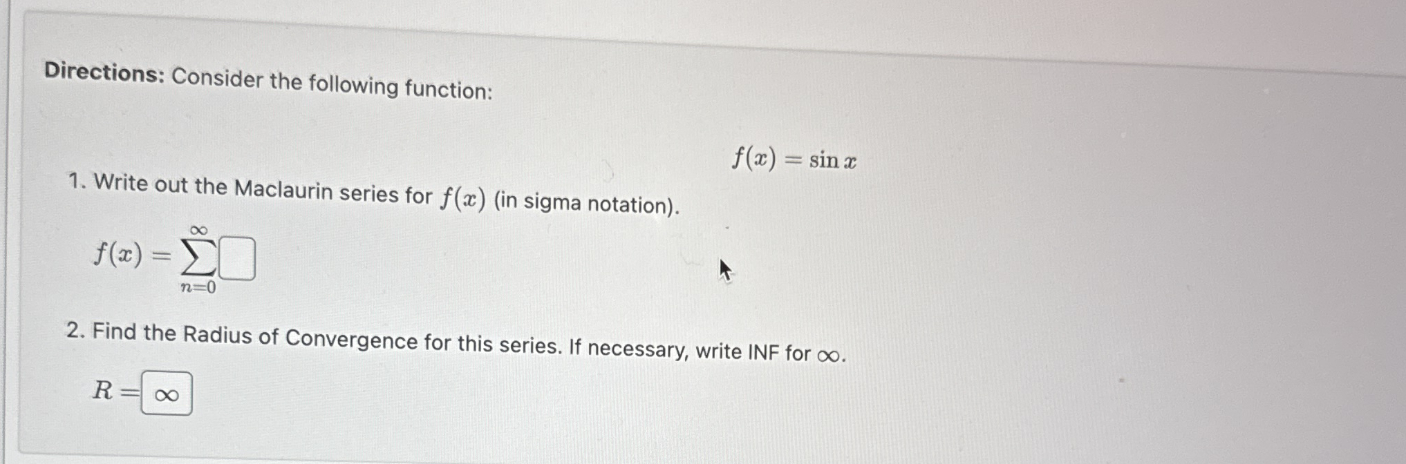 Directions: Consider the following function: f (