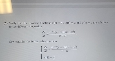 ( 5 ) Verify that the constant functions x ( t )