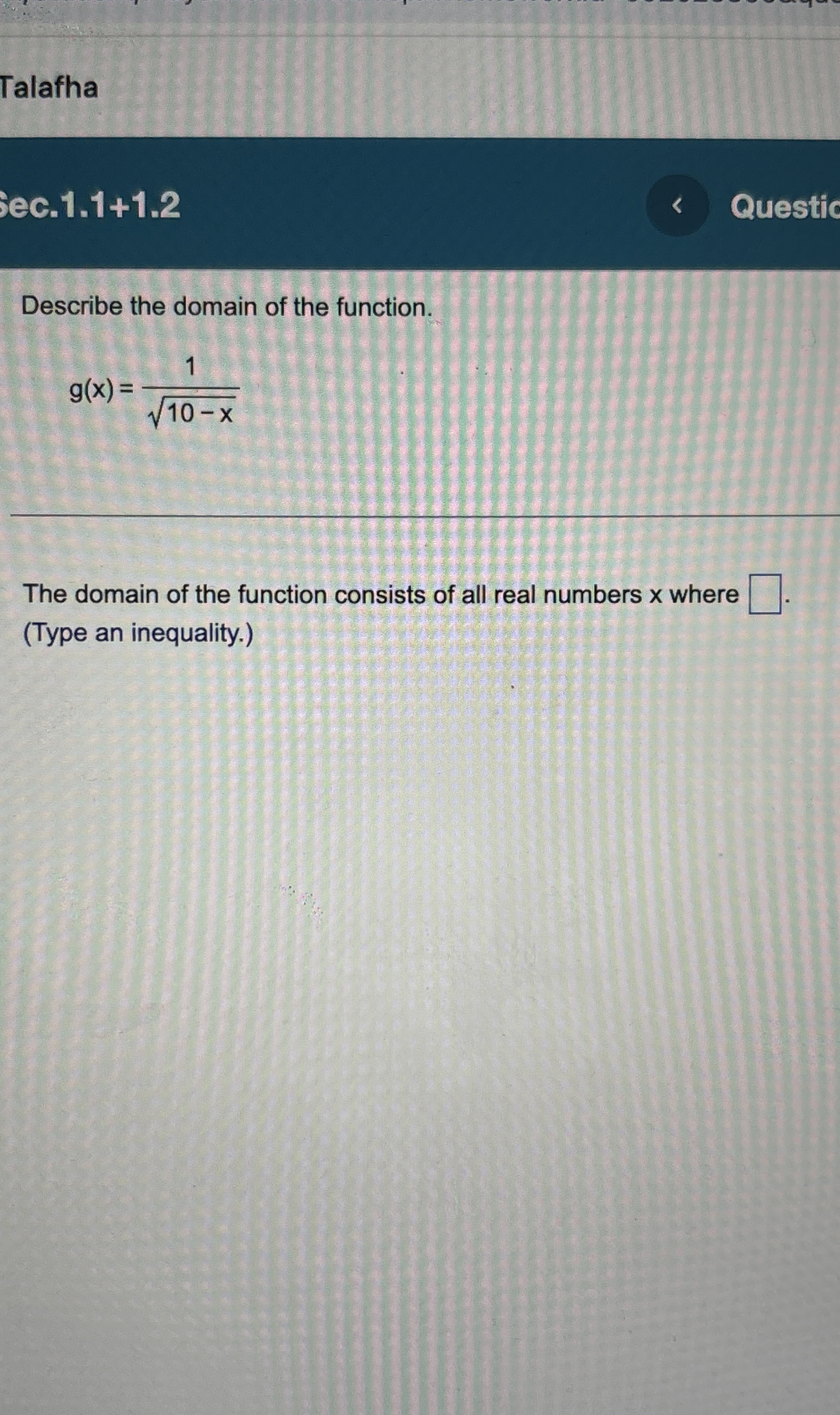 Talafha ec . 1 . 1 1 . 2 Questic Describe the