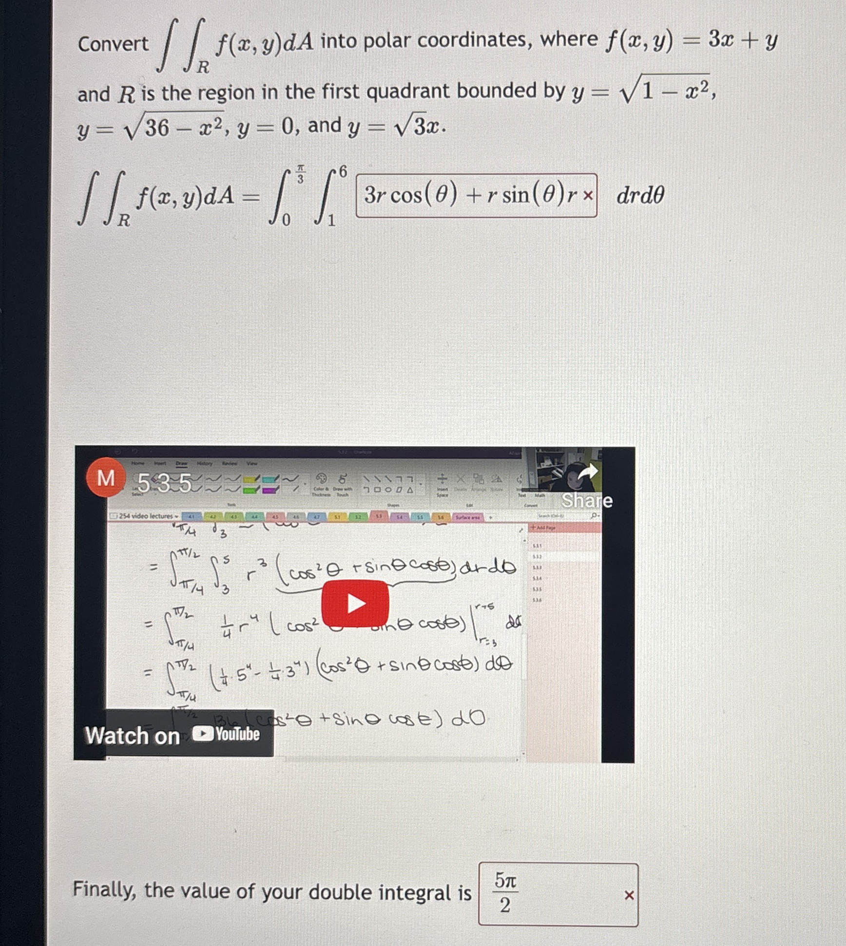 Convert R f ( x , y ) d A into polar coordinates,
